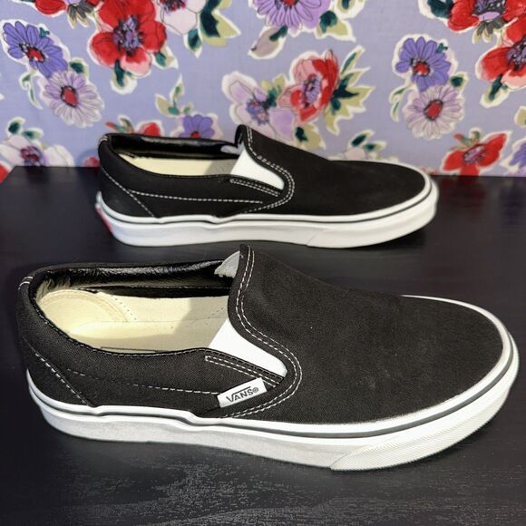 Vans Black and White Slip-On Sneakers - Picture 6 of 10
